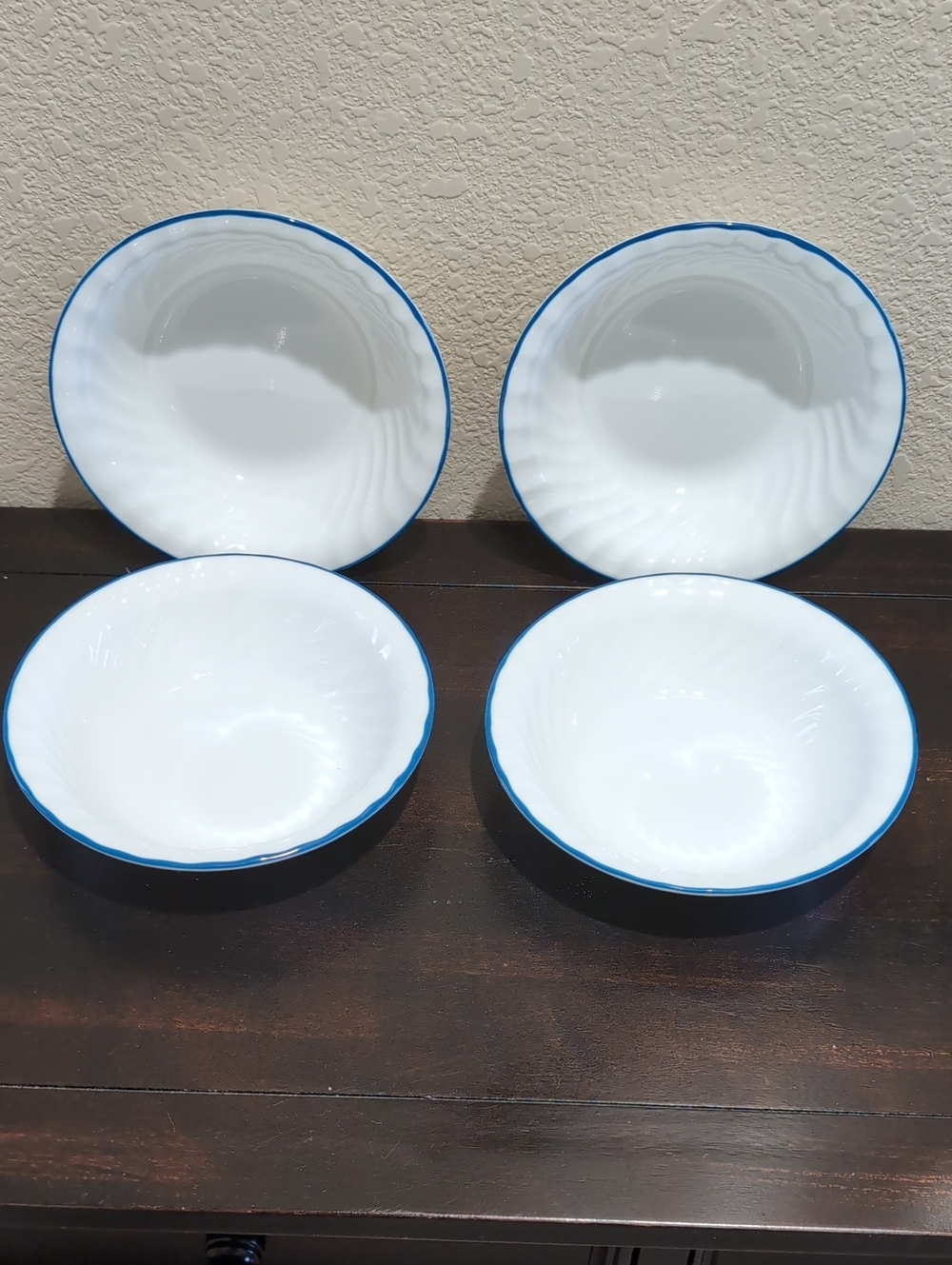 Set of Four (4) Corelle Blue Velvet Cereal / Soup / Salad / Sides Bowls 7 1/8"